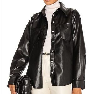 Black AGOLDE Paloma vegan leather shirt size small